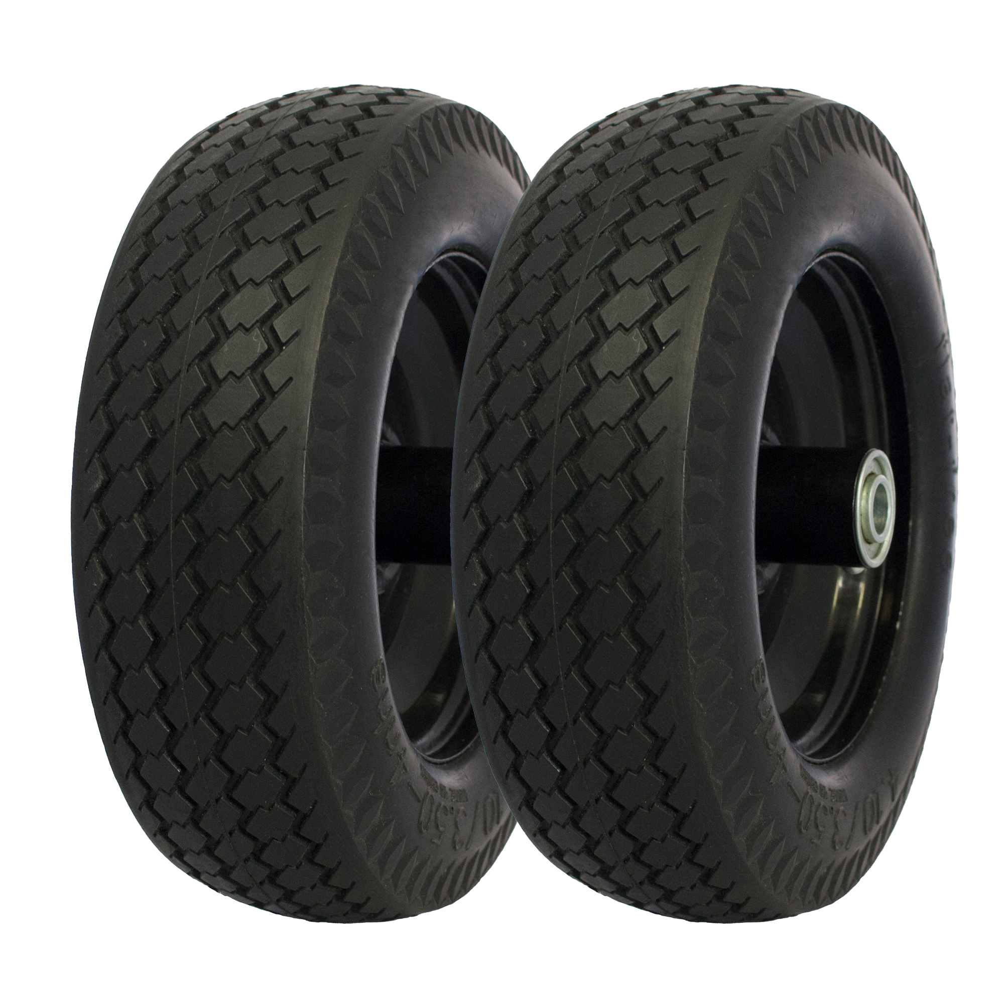 Marastar Flat-Free Universal Utility Tire Assembly, 2-Pk., 4.10/3.50-4, Model# 02068-NTE